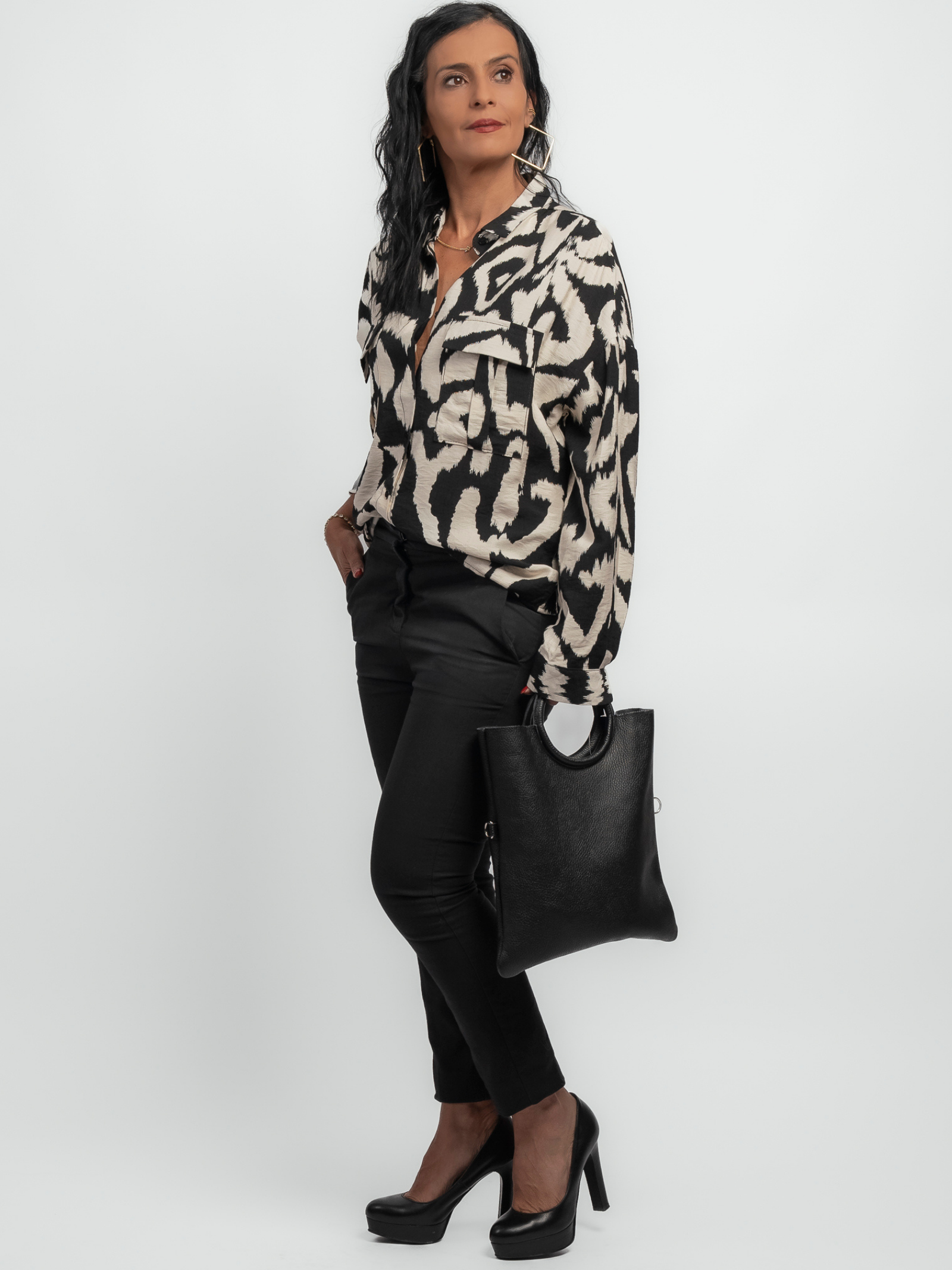 Chemise noire et blanche Panda