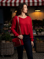 Charger l&#39;image dans la galerie, Pull col V rouge Angélique
