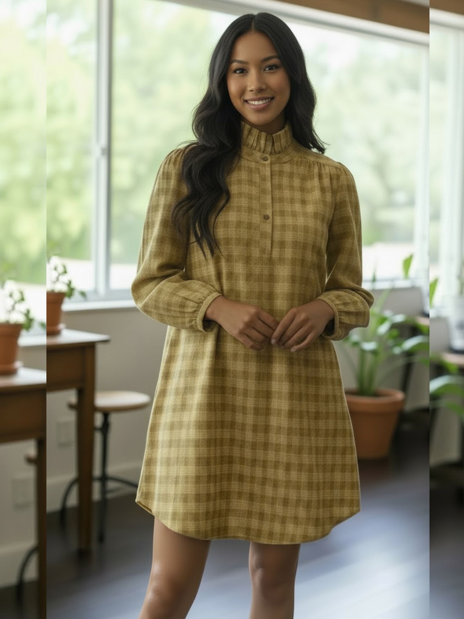 Robe chemise à rayures ocre Béryl