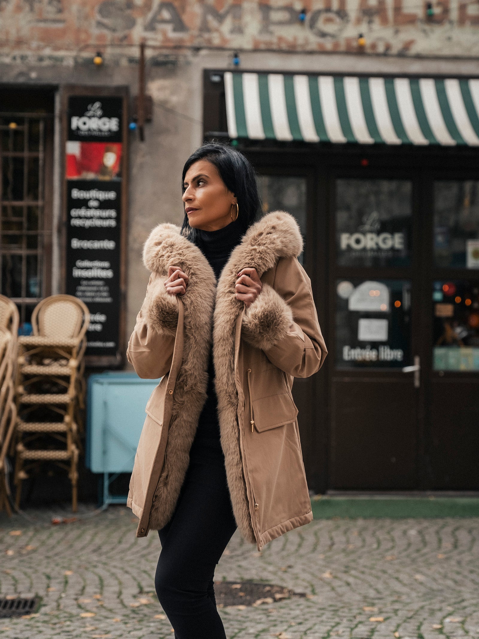 Parka bourré camel Solene