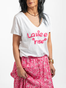 Tee-shirt blanc La vie en rose